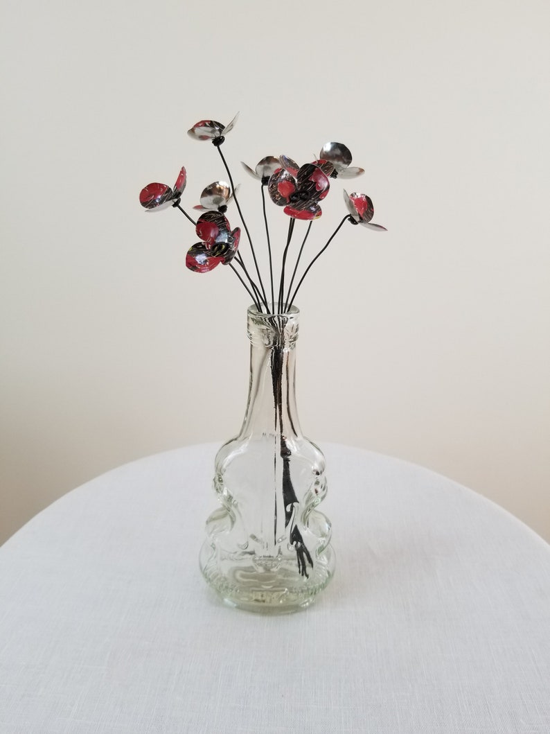 Delicate Red Bouquet of Forever Blooming Tin Flowers, Free Shipping In US zdjęcie 3