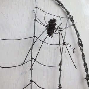 48 Tall Spider In A Tattered Web Barbed Wire Garden Trellis Made to Order image 4
