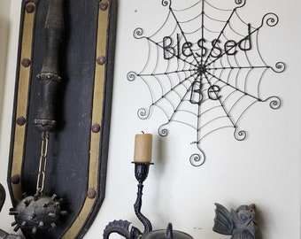 Blessed Be 12" Wire Spider Web, Made to Order