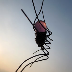 Czechoslovakian Purple Spider Dangles From 12 Barbed Wire Corner Spider Web image 3