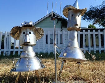 American Gothic Inspired Metal Sculptures -- Repurposed Kitchen Gadgets