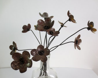 CUSTOM Order Long stemmed Rustic Bouquet of Rusty Flowers Bloom Forever