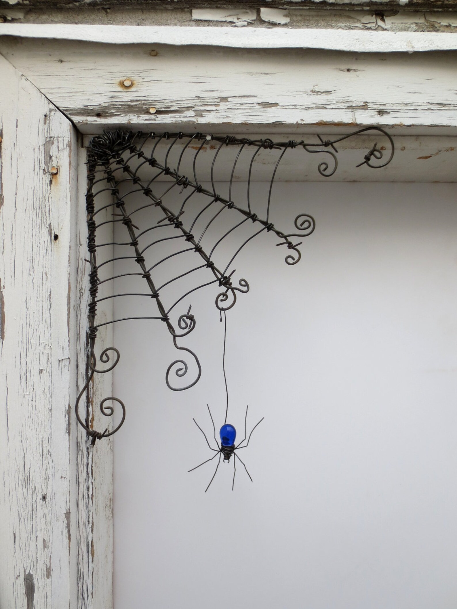 Czechoslovakian Blue Spider Dangles From 12 Barbed Wire - Etsy