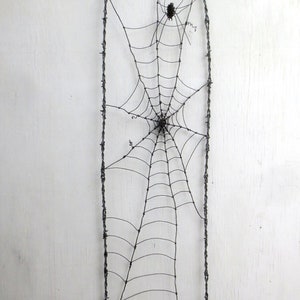 48 Tall Spider In A Tattered Web Barbed Wire Garden Trellis Made to Order image 1
