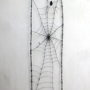 48&quot; Tall Spider In A Tattered Web Barbed Wire Garden Trellis Made to Order