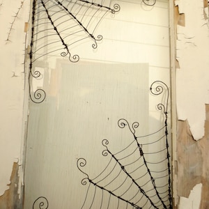 Two Twistedly Wicked 18" Corner Spider Webs from Barbed Wire Made to Order