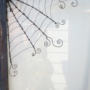 18 Odd Twisted Barbed Wire Corner Spider Web Reclaimed Art image 3