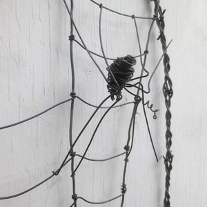 48 Tall Spider In A Tattered Web Barbed Wire Garden Trellis Made to Order image 2