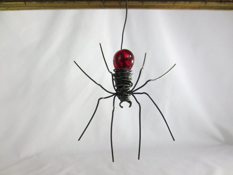 Wee Dangly Czechoslovakian Red Glass Spider Repurposed Art image 4