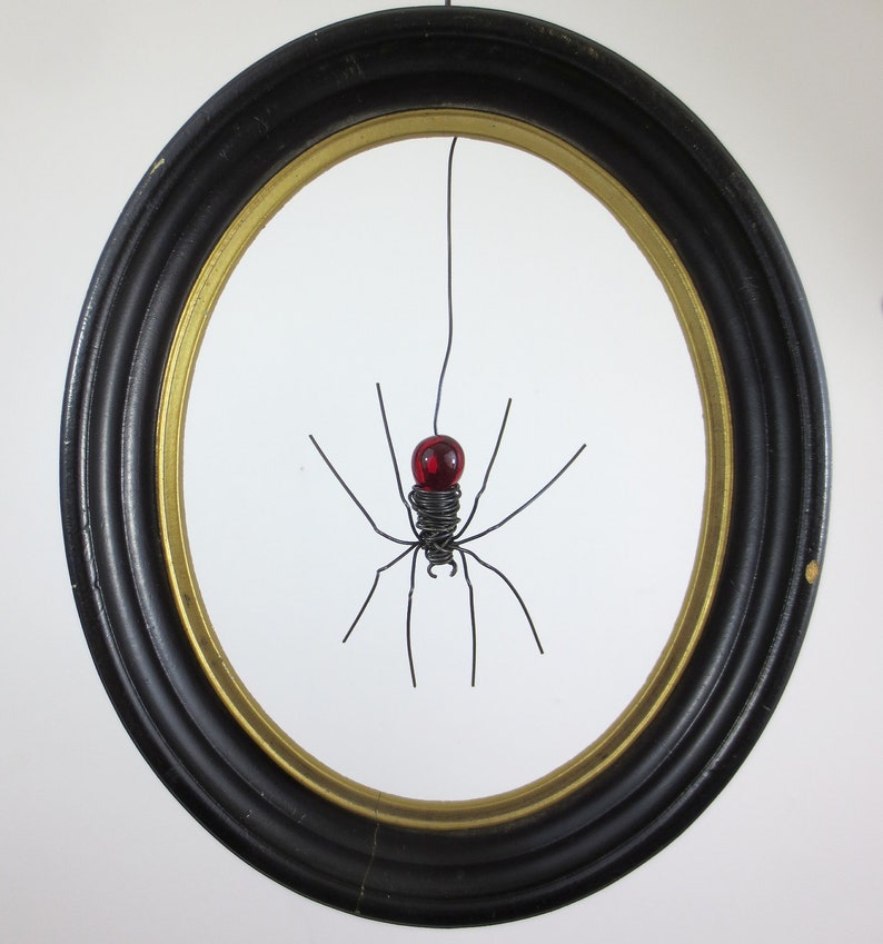 Wee Dangly Czechoslovakian Red Glass Spider Repurposed Art image 1