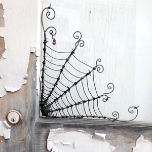 Twisted 12"  Barbed Wire Corner Spider Web For Halloween