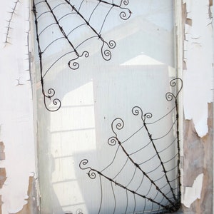 18 Odd Twisted Barbed Wire Corner Spider Web Reclaimed Art image 4