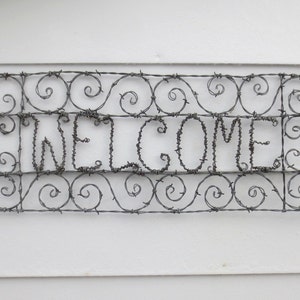 Spirillian Filigree Barbed Wire Welcome Sign Made To Order image 1