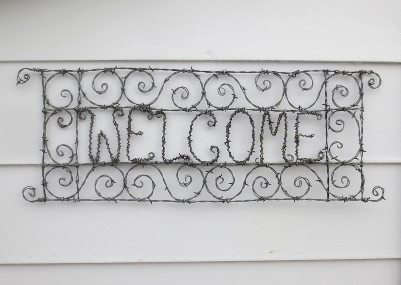 Spirillian Filigree Barbed Wire Welcome Sign Made To Order image 1