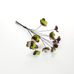 Stripey Blossoms Chartreuse, Beige, Brown and Green Bouquet of Forever Blooming Tin Flowers, Free Shipping In US