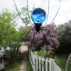 Beautiful Blue Sun Catcher Window Spider Hanging Art, Free Shipping In US