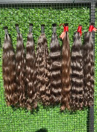Ombre Blonde Weft Hair Extensions/ Deep Brown Roots With Ash Blonde Ends/ 2 Bundles Staight Brazilian Human Hair Extensions/ Soft Straight