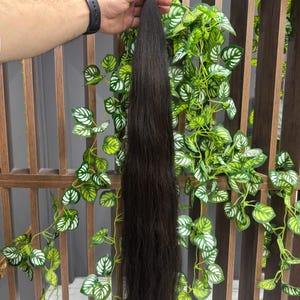 プレミアムナチュラル人毛エクステンション - ロングヘア - 黒髪 - レミーヘア - 70 cm/28 インチ - 100% ナチュラルヘア
