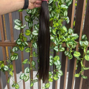 プレミアムナチュラル人毛エクステンション - ロングヘア - レミーヘア - 黒髪 - 70 cm/28 インチ - 100% ナチュラルヘア