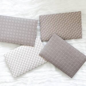 Set di 4 buste fatte a mano – Elegant Glamour x Vintage Beach – Formato A6+ – Toni beige, marrone e crema – Carta spessa