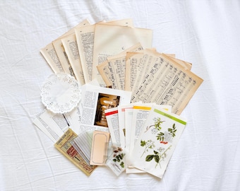Vintage & Botaniskt Pappersset – 20/40/60 Delar – Scrapbookpapper för Journaling, Brevvänner och Snigelpost