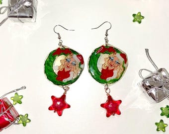 Boucles d'oreilles emblématiques de Noël en forme de cochon