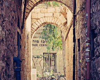 Jerusalem Alley with Bicycle - Jerusalem Stone - Israel Travel Photography - Made in Israel - 8x12 fine art photo