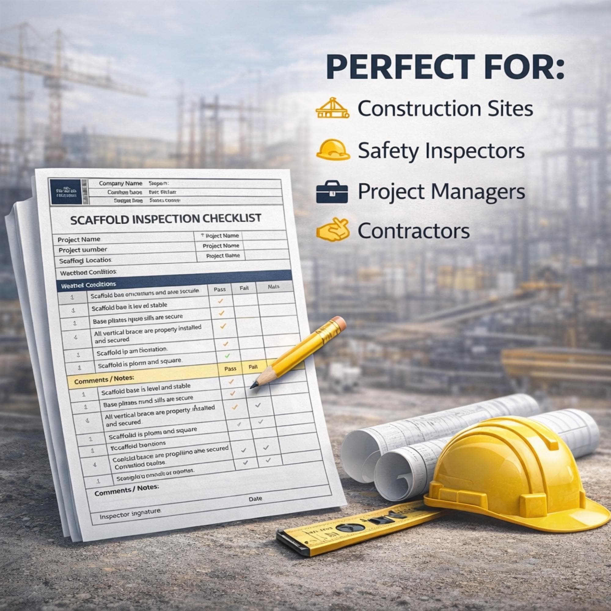 Scaffold Inspection Contents Scaffold Inspection Checklist Template | Excel & PDF Download ...