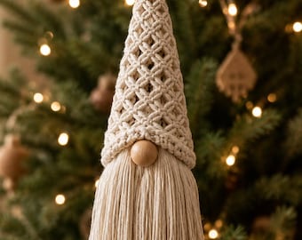 Macrame Gnome Pattern PDF, Beginner Macrame Tutorial, Christmas Gnome Ornament Pattern, DIY Boho Holiday Decor, Digital Download