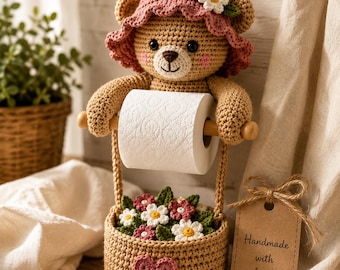 Crochet Teddy Bear Toilet Paper Holder Pattern (PDF)