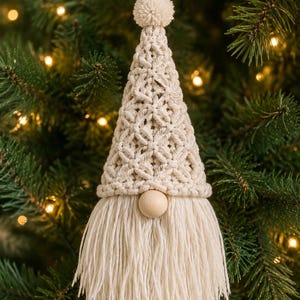 Macrame Gnome Pattern PDF, Beginner Macrame Tutorial, Christmas Gnome Ornament Pattern, DIY Boho Holiday Decor, Digital Download