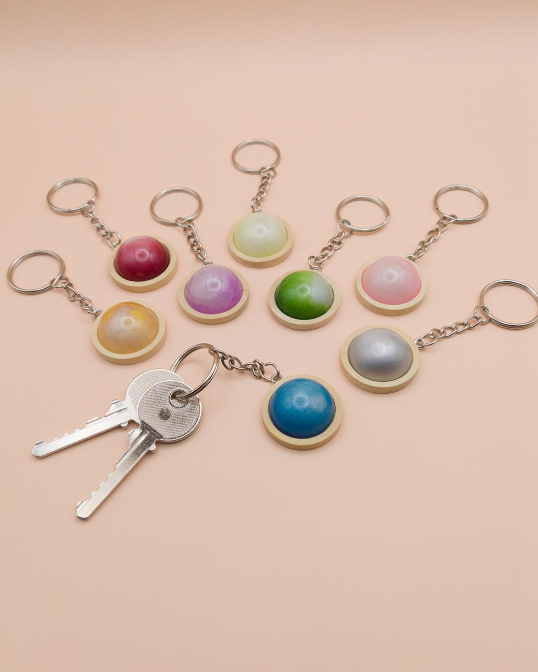 Porte-clés Bijou Cabochon Baroque Soleil Et Lune - Acier Inoxydable - Longueur 6 Cm - Accessoire Mode Sac Ou Pendentif