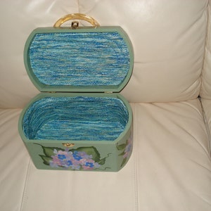 Hand painted wooden purse with Hydrangea bouquet image 4
