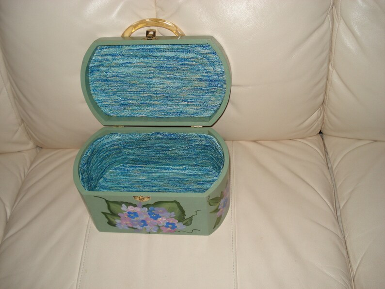 Hand painted wooden purse with Hydrangea bouquet image 4