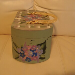 Hand painted wooden purse with Hydrangea bouquet image 2