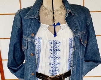 Vintage Levi Strauss Trucker's Jacket - Levi's Indigo Denim Crop Waist Jacket size 34