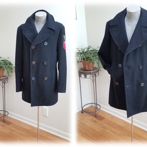 Authentic Vintage Navy PEA COAT Jacket Double Breasted Blue Wool US Military Coat W anchor Buttons Sz 38L Etsy Canada