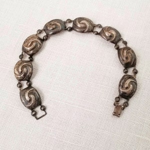 Vintage Sterling Silver Link Bracelet Made In Mexico? Stamped Sterling Original Patina Intact