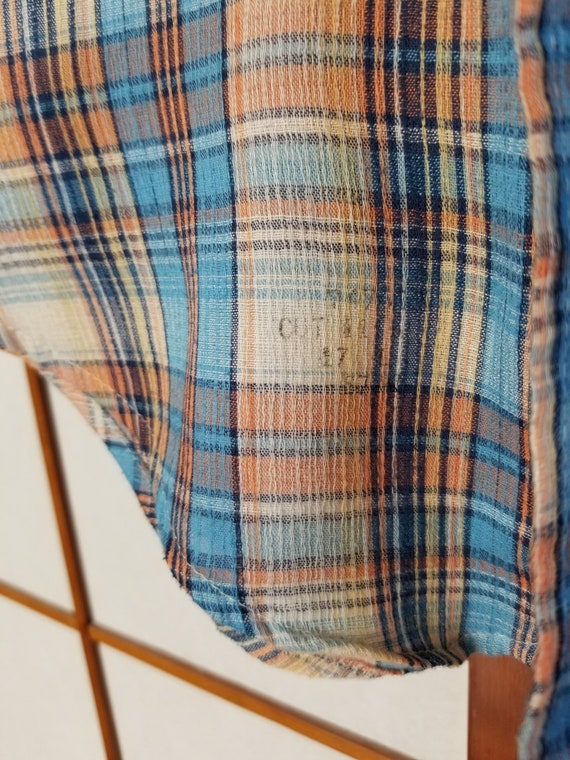 Vintage '70's "Studio One" Mens Plaid Gauze Shirt… - image 7