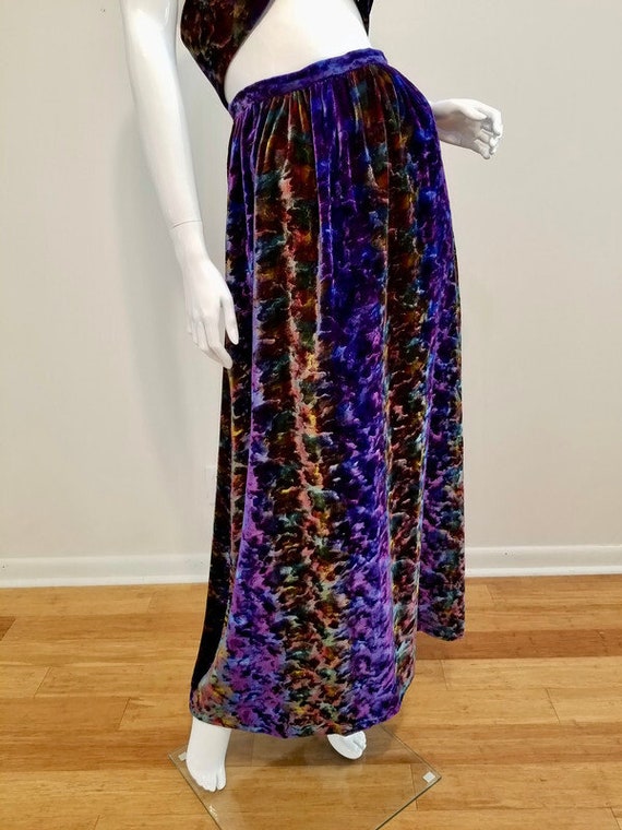 RARE Vintage '70's Purple Psychedelic Crushed Vel… - image 3