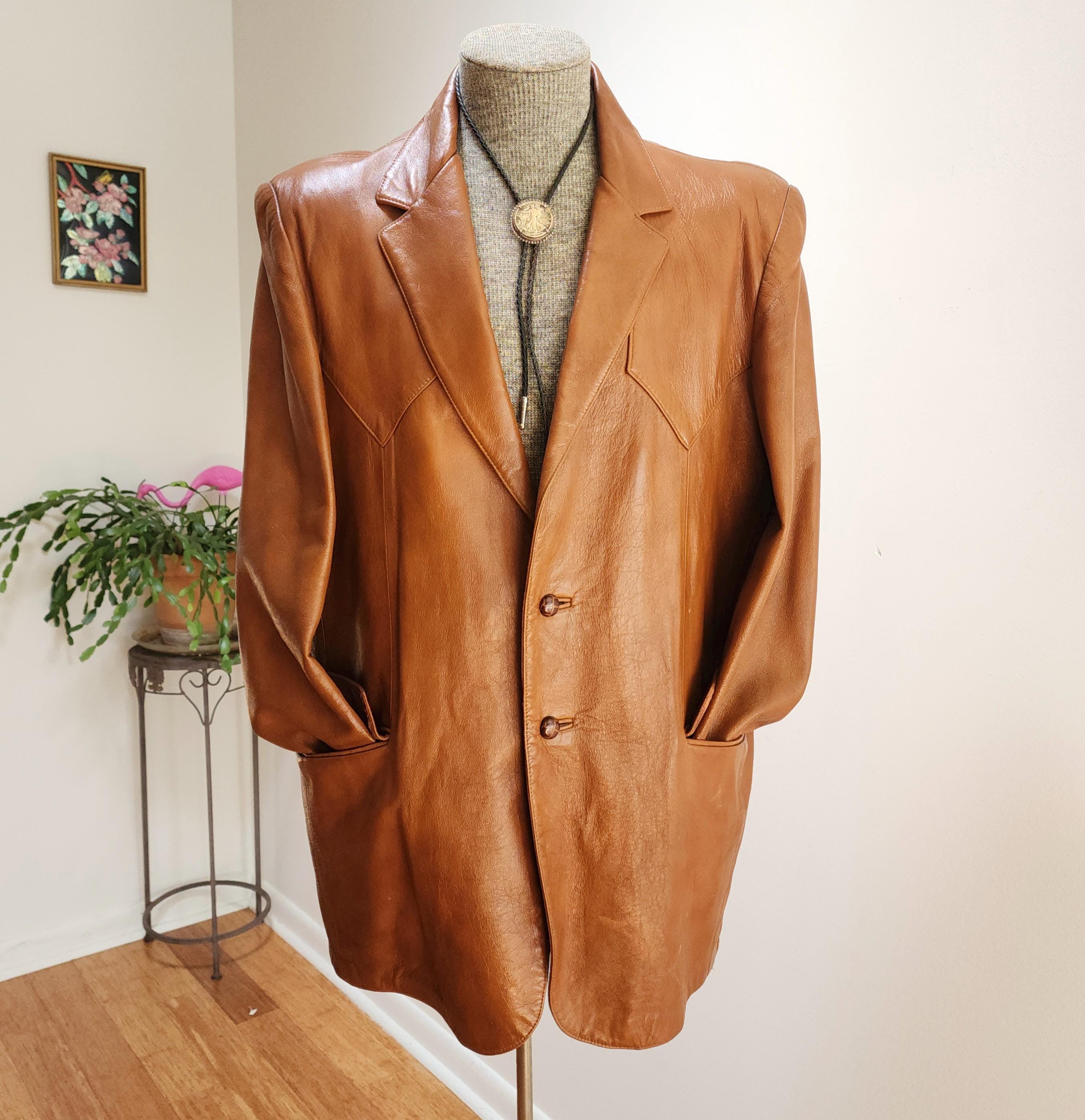 70s SIMCO LEATHER CO. フリンジ ウエスタンジャケット Vintage '70's H Bar C Brown Leather Western Jacket - California