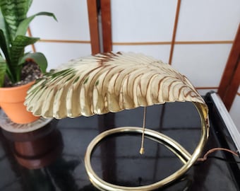 Vintage '70's MCM Italian Brass Plated Leaf Lamp Possibly Tommaso Barbi and Carlo Giorgi
