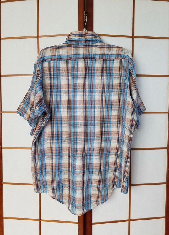 Vintage '70's "Studio One" Mens Plaid Gauze Shirt… - image 8