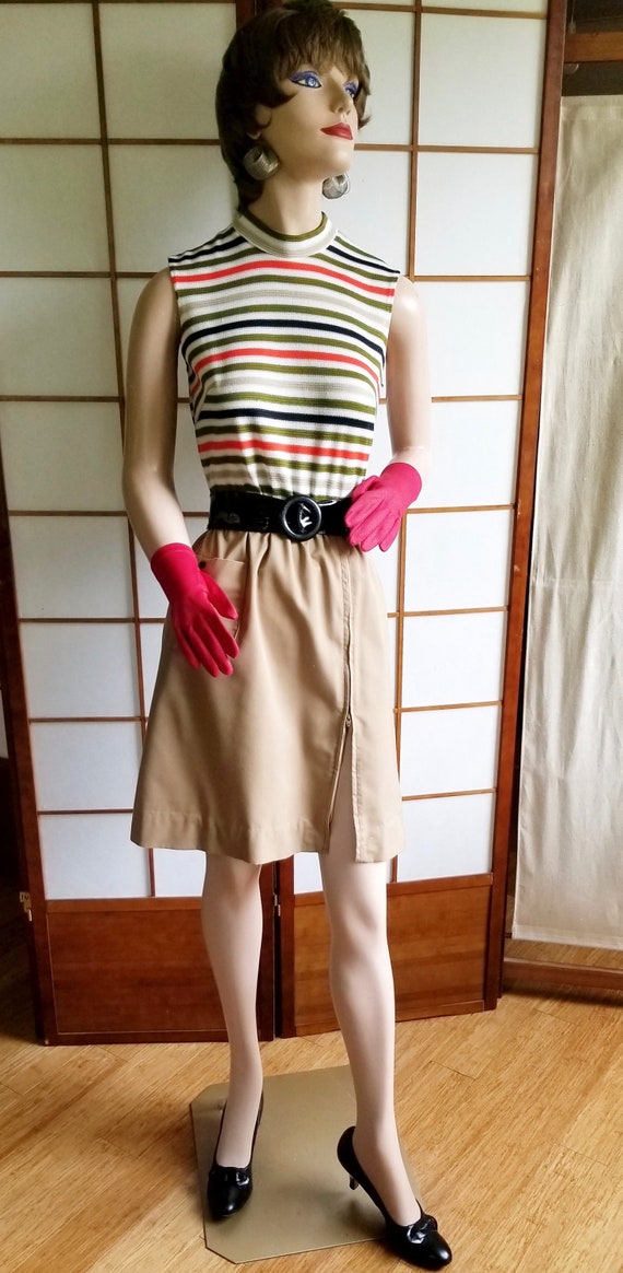 MOD Vintage 1970s "Miss Donna" Striped Dress - Br… - image 3