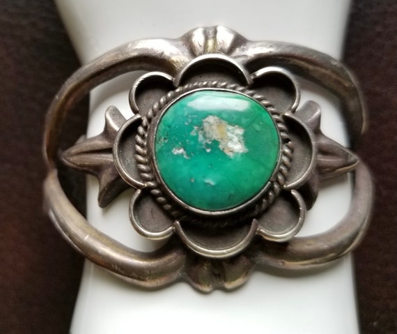 Vintage '40's-50's Sterling Silver & Turquoise Cu… - image 1
