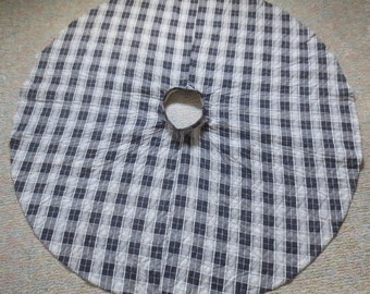 FABULOUS Vintage 1950&#39;s Quilted Plaid Circle Skirt - Black & White Plaid Retro Rockabilly - sz SM