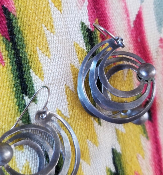 Vintage Sterling Silver Atomic Spiral Earrings - … - image 6