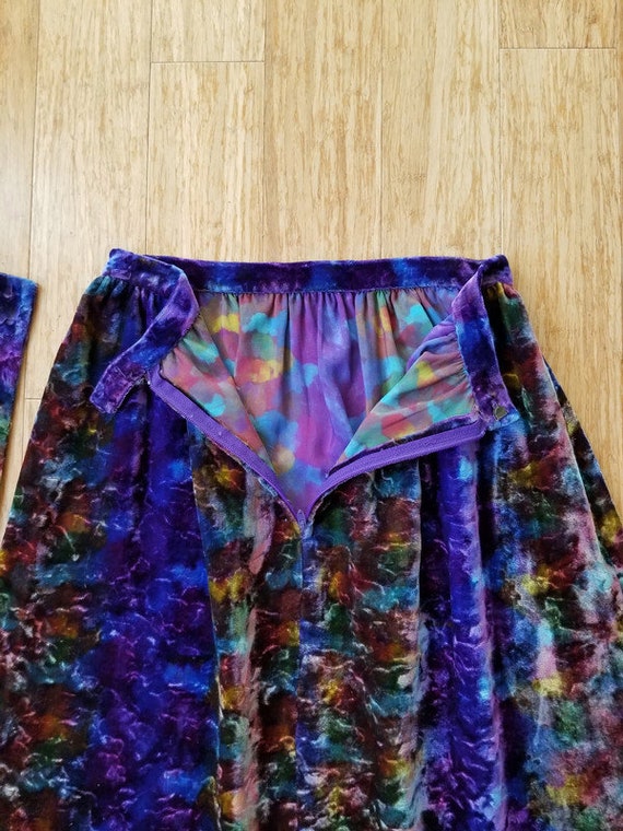 RARE Vintage '70's Purple Psychedelic Crushed Vel… - image 9