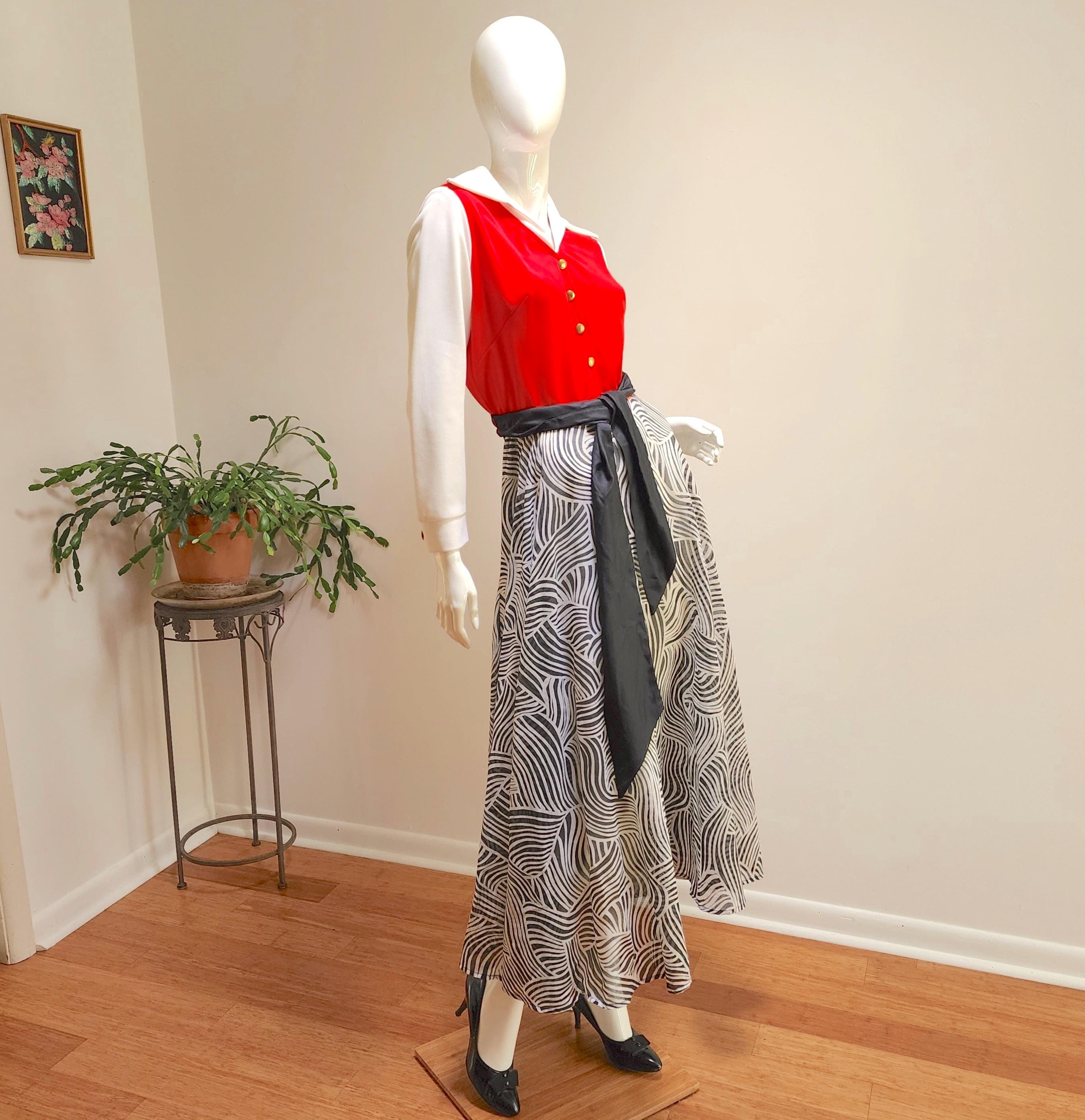 新品正規品  Black Red, '70's Vintage and Gown Dress Maxi Poly White ワンピース