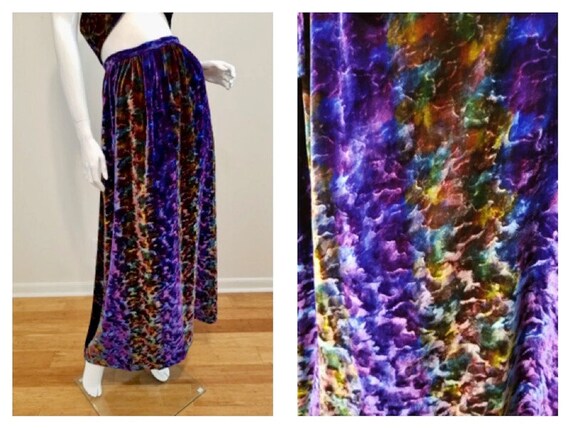 RARE Vintage '70's Purple Psychedelic Crushed Vel… - image 1